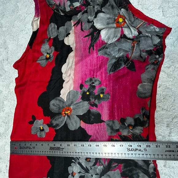 Coven Paris Women Scoop Neck Sleeveless Floral Print Silk Blend Tunic Top Size P - Picture 7 of 8